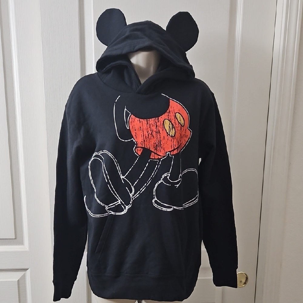Disney Parks | Mickey Mouse Graphic Distressed Art w/ Iconic Ears Hood